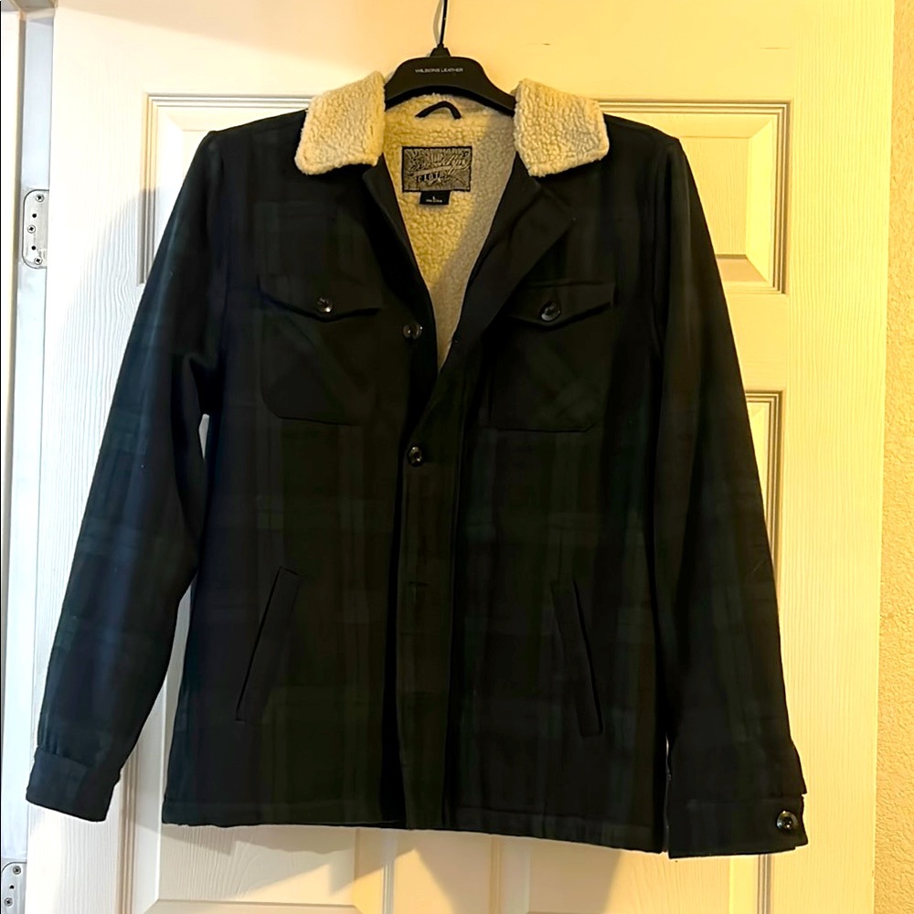 Men's Black Plaid Jacket with Sherpa